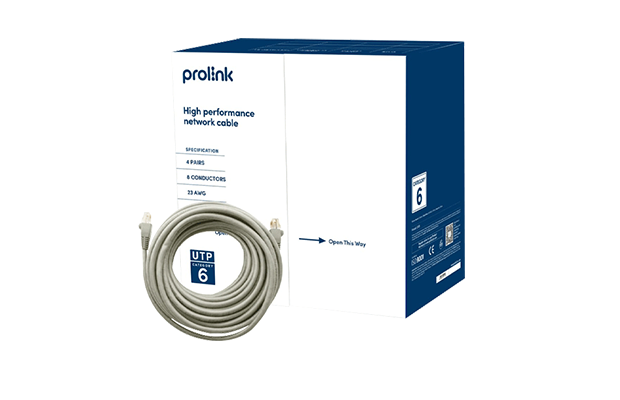 Prolink Network Cable CAT6/23P Plus Series 4-Pair UTP 23AWG 250MHz, 0.57mm, Grey, 305m/BOX
