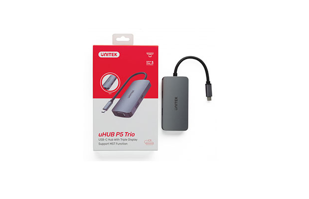 Unitek D1051A uHUB P5 Trio 5-in-1 USB-C Hub with MST Triple Monitor - 2