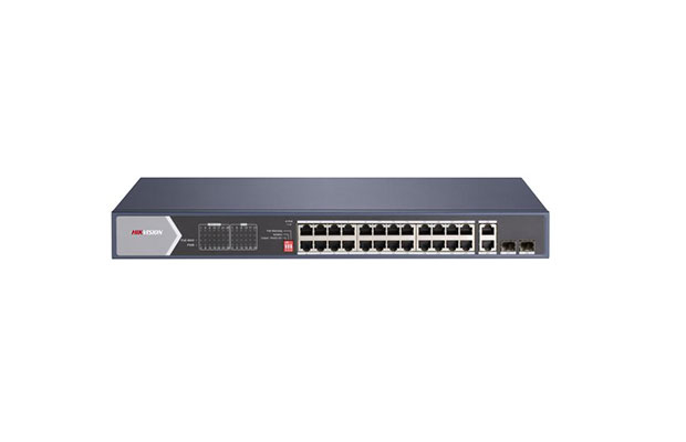 Hikvision DS-3E0528HP-E 24Port Gigabit Unmanaged POE Switch, 2× Gigabit Fiber Optical port - 1