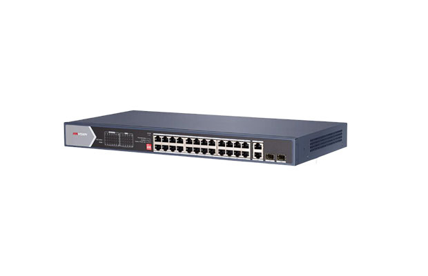 Hikvision DS-3E0528HP-E 24Port Gigabit Unmanaged POE Switch, 2× Gigabit Fiber Optical port - 2