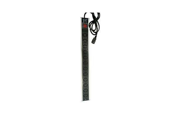 Linkbasic 12 way IEC C13 PDU, vertical 1.5U, sliver white aluminum, 2m cable, 10A