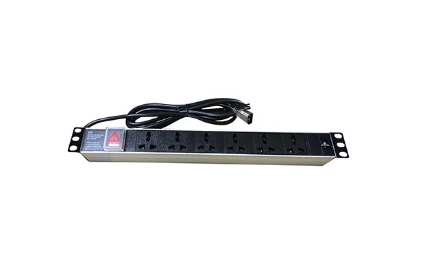 Linkbasic 6 Way Universal Socker with C14 Plug-in aluminium 2m cable (PDU)