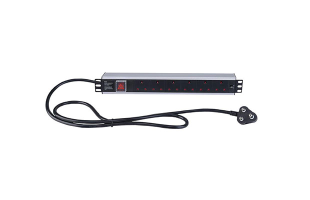 Linkbasic PDU 6 Way Universal Socket with Germany Plug, horizontal 1U, sliver white aluminium, 2m cable,10A