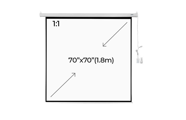 Electric Screen Projector W/Remote PROLINK Ratio 1:1, 1.8m (70" X 70") - 1