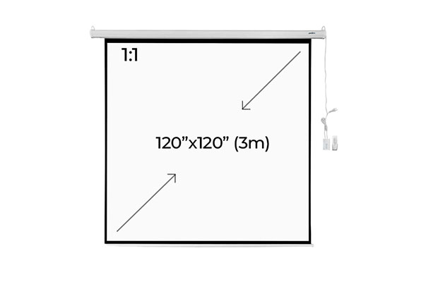 Electric Screen Projector W/Remote PROLINK Ratio 1:1, 3m (120" X 120") - 1