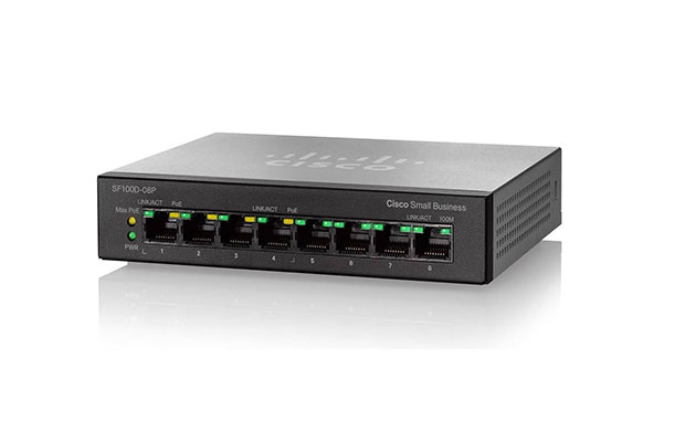 Cisco SF100D-08P-EU 8-Port Desktop PoE 10/100 Unmanaged Switch - 1