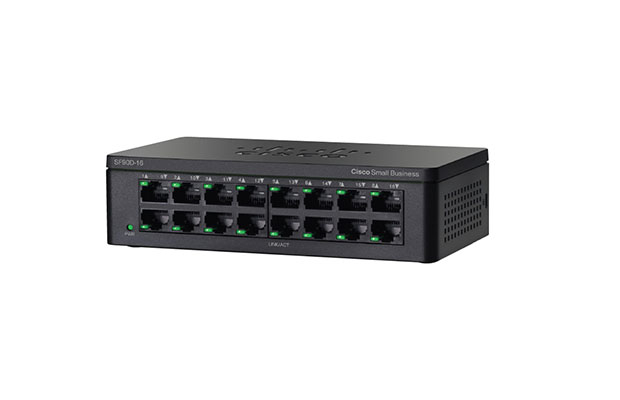 Cisco SF100D-16P-AU 16-Port PoE 10/100 Desktop Unmanaged Switch - 1