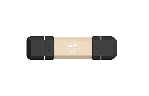 Silicon Power 1TB DS72 Dual USB 3.2 Gen2 Portable SSD (USB-C/USB-A) Gold Color SP001TBUC3S72V1G (3yr) - 2