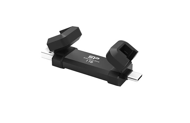 Silicon Power 1TB DS72 Dual USB3.2 Gen2 Portable SSD (USB-C/USB-A) Black SP001TBUC3S72V1K (3Yr) - 1