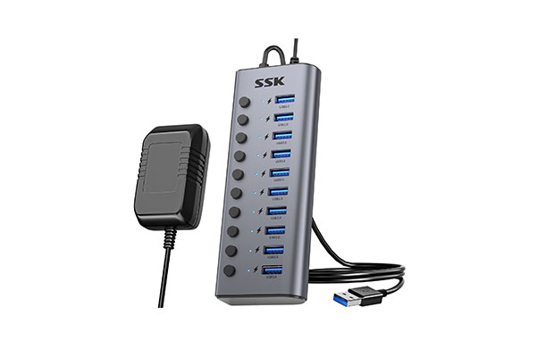 SSK USB Hub SHU1001 Powered USB 3.0 10-ports - 1