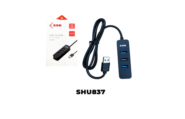 SSK USB3.0 4-ports USB HUB 1Meter Black SHU837 - 2