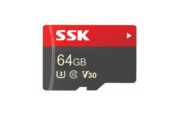 SSK 64GB Micro SD U3 V30 Class10 Memory Card (TF100-64G) - 1