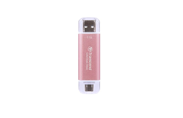 SSD External 1TB ESD310P TS1TESD310P Transcend-Dual USB fast 10Gbps, Type C/A, Pink (5Y) - 1