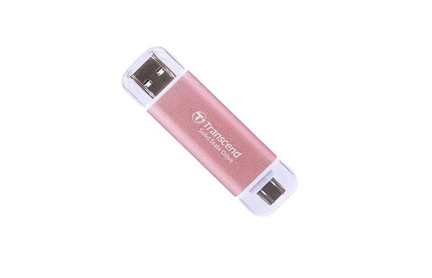 SSD External 1TB ESD310P TS1TESD310P Transcend-Dual USB fast 10Gbps, Type C/A, Pink (5Y) - 2