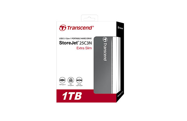 External HDD StoreJet 2.5 1TB Slim C3N TS1TSJ25C3N-Iron-gray-Transcend Aluminum alloy USB3.1 (3Yr) - 1