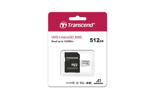 Transcend 512GB microSD Memory Card (TS512GUSD300S-A) 5-years - 2