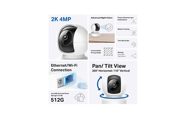 TP-Link Tapo C222 Pan/Tilt AI Home Security Wi-Fi Camera - 2