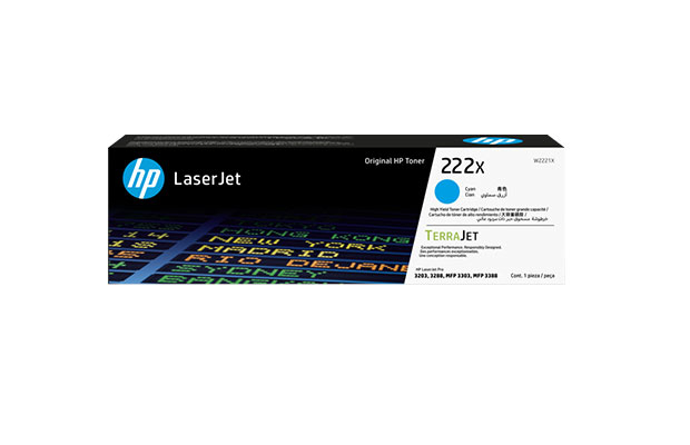 Toner HP LaserJet 222X Cyan Cartridge (W2221X) 2,500 pages for printer 3303fdw &amp; 3303SDW - 1