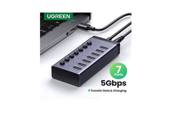 UGREEN 90305 7-Port USB 3.0 Hub with USB-B to USB 3.0 Male Cable - 3