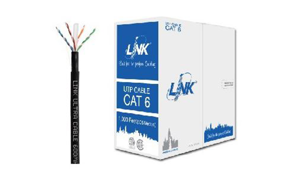 LINK CAT6 UTP, PE OUTDOOR w/Cross Filler, 23 AWG (Double Jacket), Black (US-9106OUT)