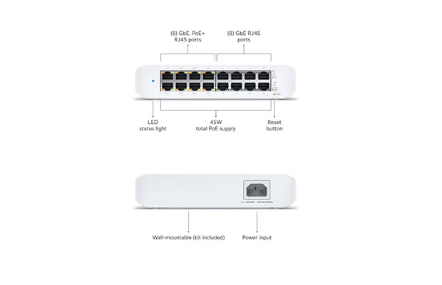 Ubiquiti UniFi Switch Lite 16 Port Gigabit 8PoE 45W (USW-Lite-16-POE) - 4