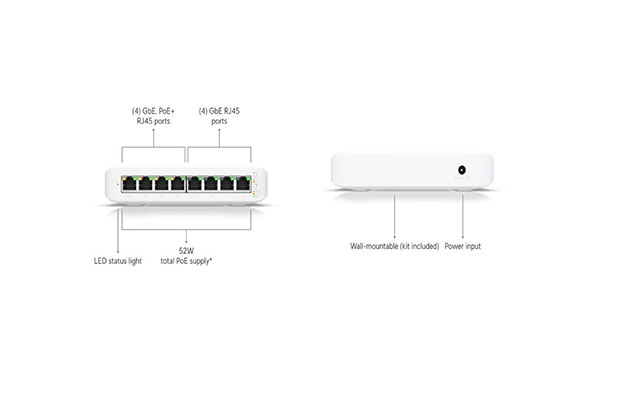 biquiti UniFi Switch Lite 8 PoE 8Port Layer 2 Switch (USW-Lite-8-POE) - 3