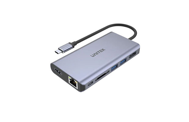 Unitek D1056A uHUB S7+ 7-in-1 USB-C Ethernet Hub with MST Dual Monitor, Card Reader &amp; 100W PD - 1