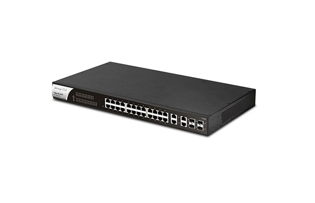 Draytek VigorSwitch P1280 24-Ports PoE+ Gigabit Managed Switch - 1