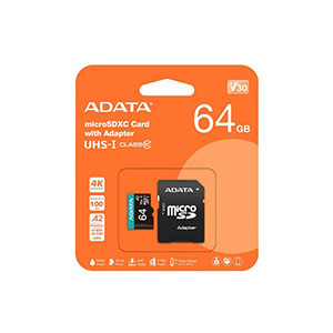 ADATA MicroSD 64GB Memory Card (AUSDX64GUI3V30SA2-RA1)