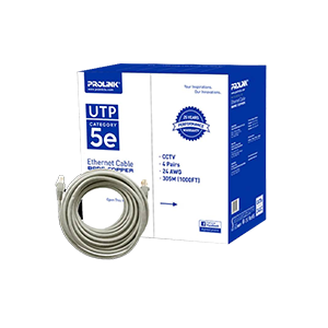 PROLINK Network Cable CAT5e (CAT5e 24UC) 24AWG 0.45mm Bare Copper UTP Cable for CCTV, Grey (305m/BOX) Original