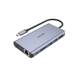 Unitek D1056A uHUB S7+ 7-in-1 USB-C Ethernet Hub with MST Dual Monitor, Card Reader & 100W PD