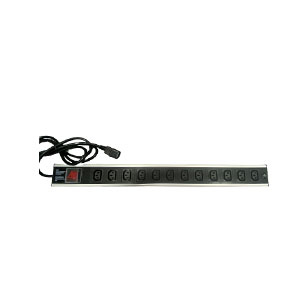 Linkbasic 12 way IEC C13 PDU, vertical 1.5U, sliver white aluminum, 2m cable, 10A