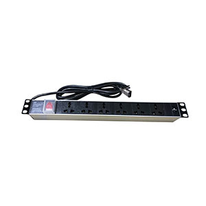 Linkbasic 6 Way Universal Socker with C14 Plug-in aluminium 2m cable (PDU)