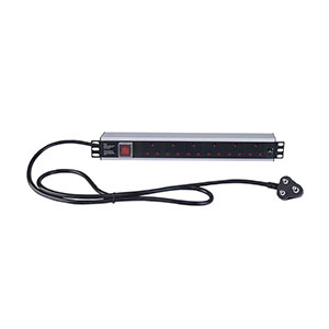 Linkbasic PDU 6 Way Universal Socket with Germany Plug, horizontal 1U, sliver white aluminium, 2m cable,10A