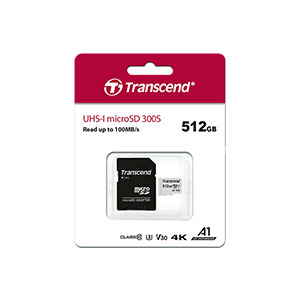 Transcend 512GB microSD Memory Card (TS512GUSD300S-A) 5-years